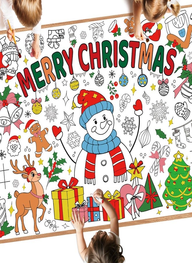 Litmitfu Giant Merry Christmas Coloring Poster - Large Christmas Coloring Tablecloth, Jumbo DIY Snowman Paper Banner Crafts for Winter Xmas Gifts Game Activities Party Favors Supplies Decorations, 30 x 72 Inch - Image 1